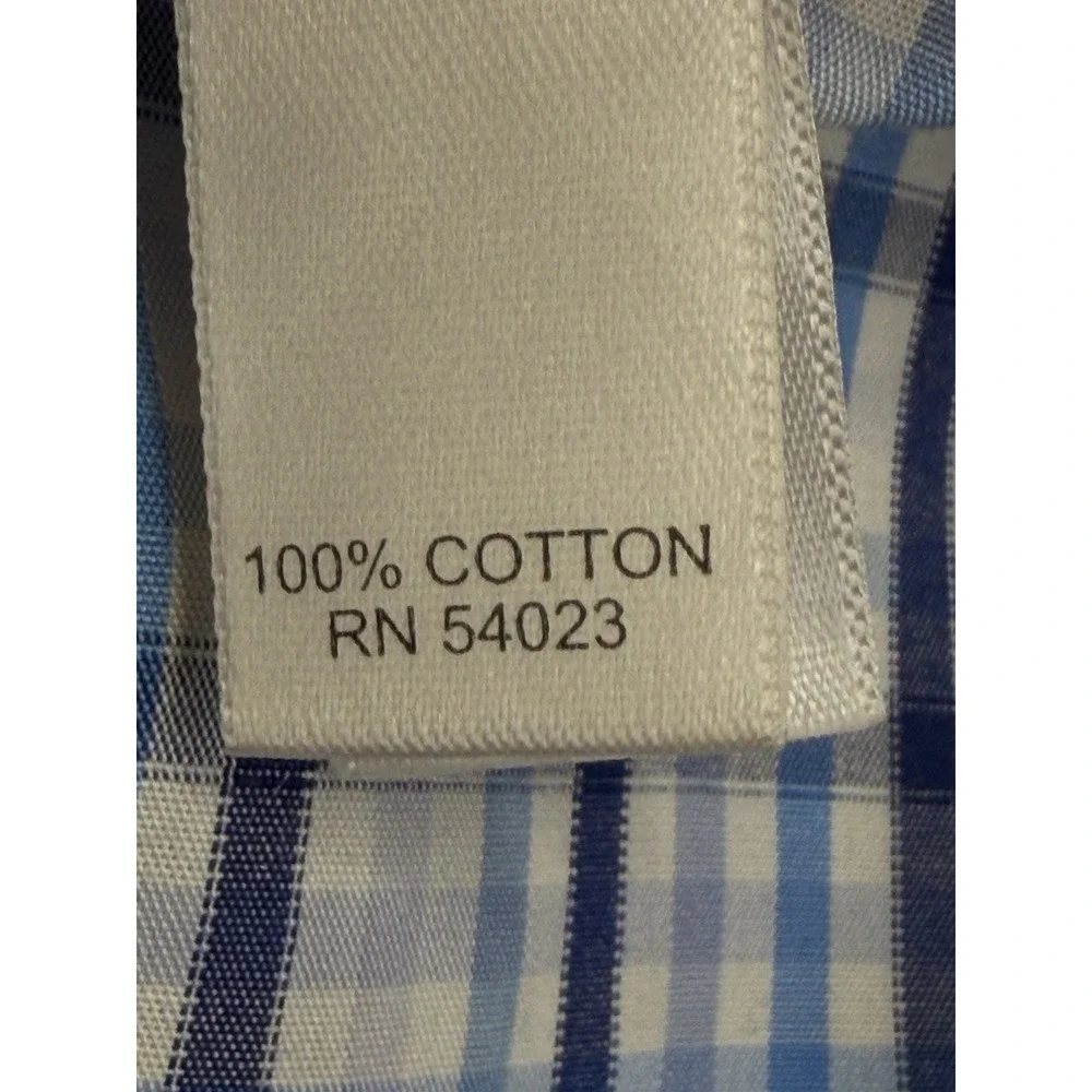 Banana Republic Non Iron Slim Fit Blue Plaid Button Long Sleeve Dress Shirt XL